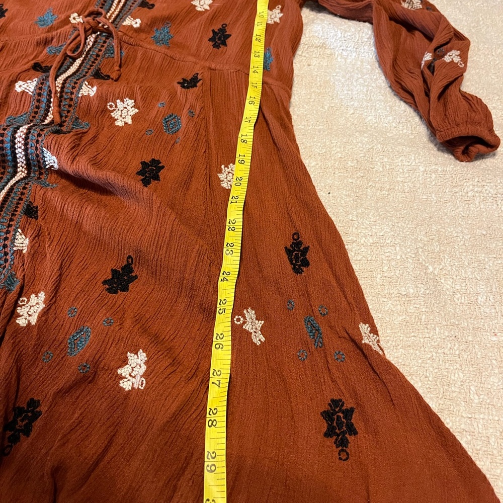 Free People Star Gazer Embroidered Dress Brown Size Small - Picture 11 of 12